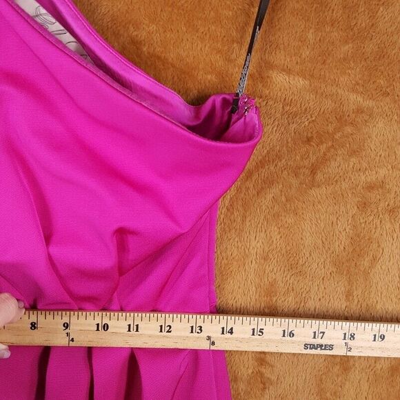 LELA ROSE Dress Womens Size 4 Pink One Shoulder Mini Pleated A-Line Cocktail - Picture 8 of 10